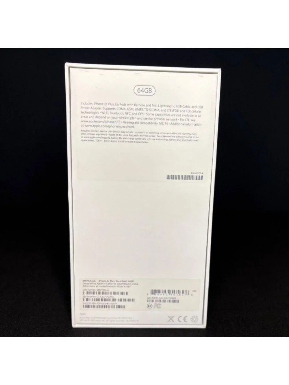 Apple iPhone 6s Plus 64GB Rose Gold Original Box Model A1687 Empty Box Only